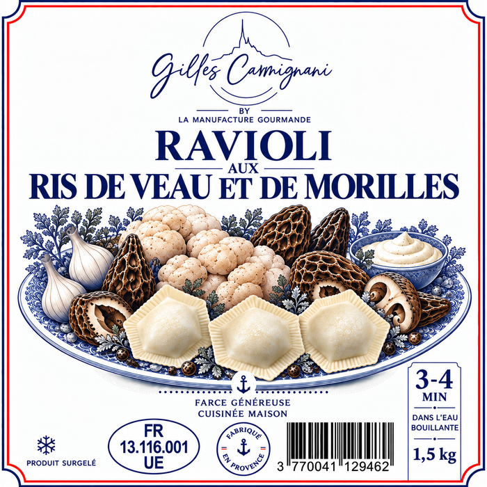 Ravioli Ris de Veau & Morilles, signé Gilles Carmignani – visuel de l’emballage