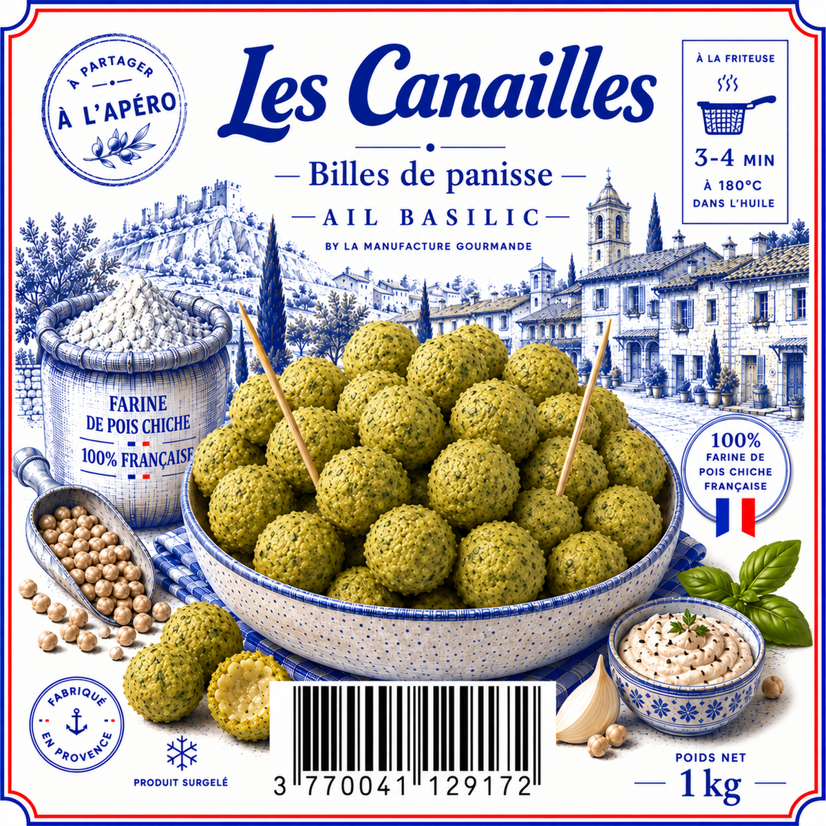 Billes de Panisse Ail & Basilic, Les Canailles – visuel de l’emballage