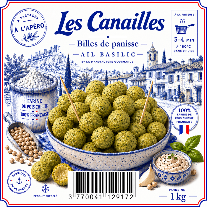 Billes de Panisse Ail & Basilic, Les Canailles – visuel de l’emballage