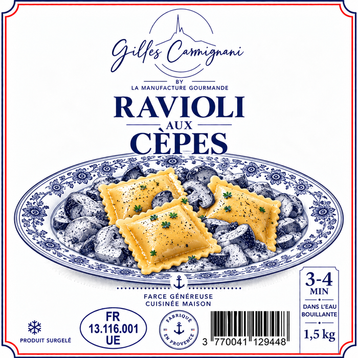 Ravioli aux Cèpes, signé Gilles Carmignani – visuel de l’emballage