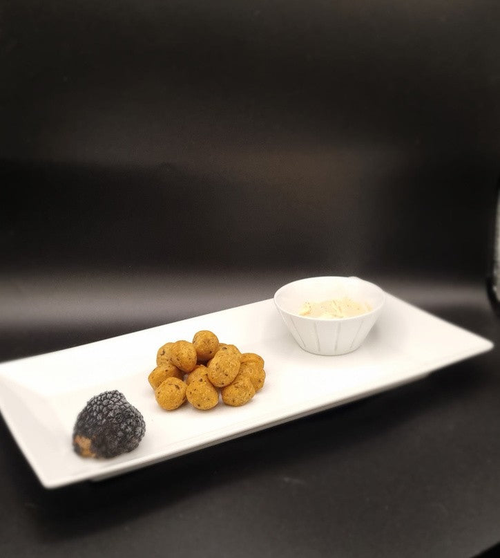 Billes de Panisse à la Truffe Noire – suggestion de présentation à l’assiette