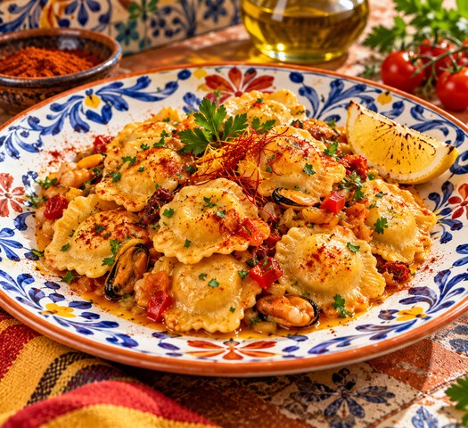 Ravioli Andalou – suggestion de présentation à l’assiette