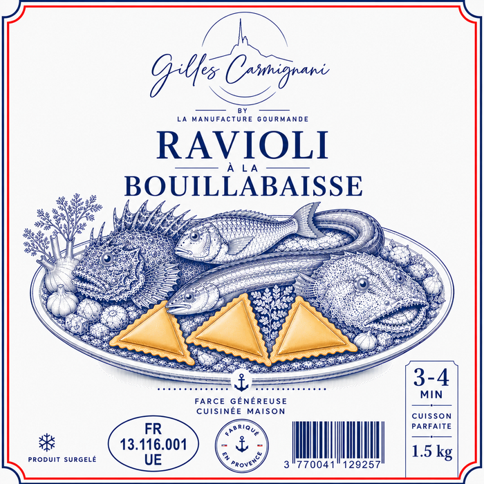 Ravioli à la Bouillabaisse, signé Gilles Carmignani – visuel de l’emballage
