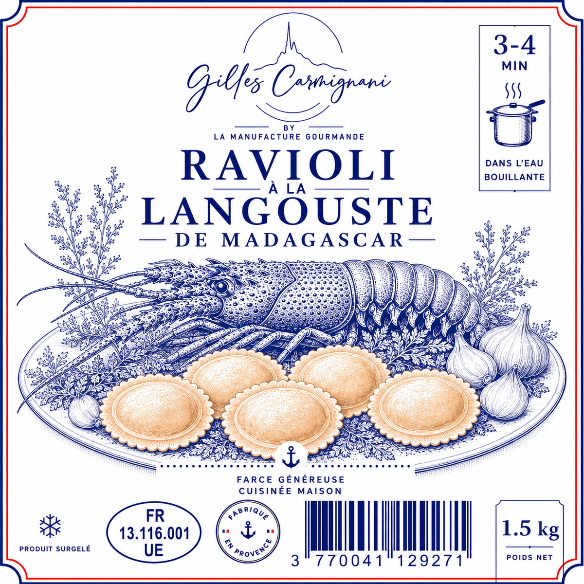 Ravioli à la Langouste, signé Gilles Carmignani – visuel de l’emballage